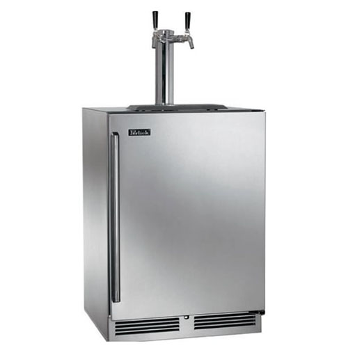 Perlick HC24TO-3-2R2 24 Inch Outdoor Dual Faucet C-Series Beer Dispenser Wood Overlay Door (Opens Right)