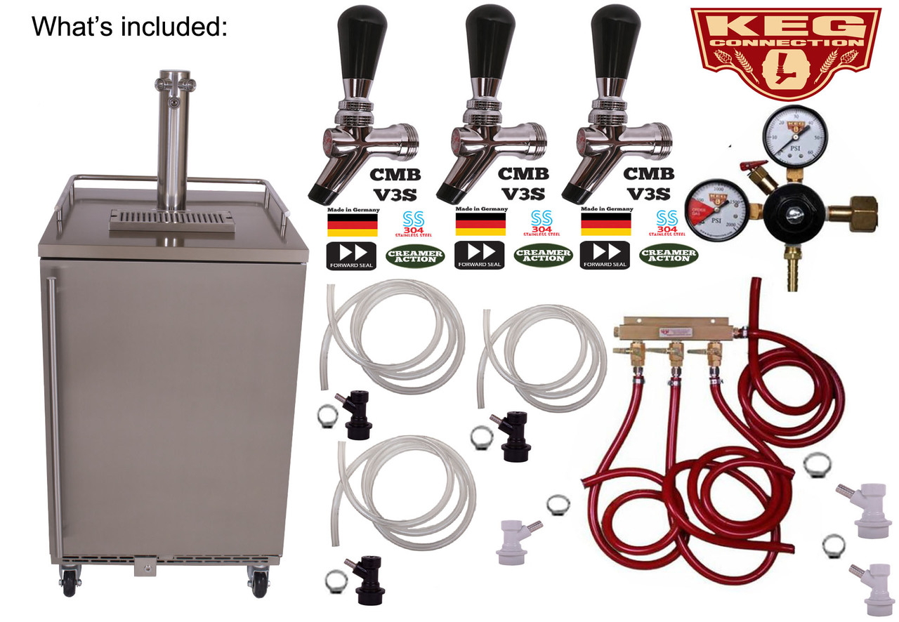Tapdraft Homebrew BuildIn Stainless Steel 3 Tap Kegerator